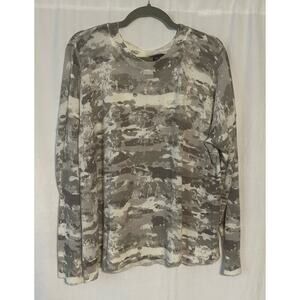 Rock & Republic Neutral Abstract Camo Sweater Lightweight Women's Size XL